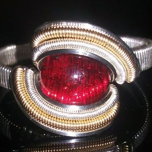 Silver wire wrapped glass ring